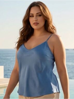 Free | Blue Satin V-Neck Camisole
